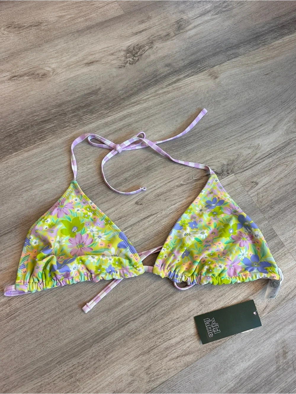 Wild Fable Reversible Floral Triangle Bikini Top NWT  Large